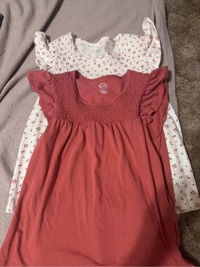 2 wonder nation Girls' Rust Red Flutter-Sleeve shirts with Floral Print Top